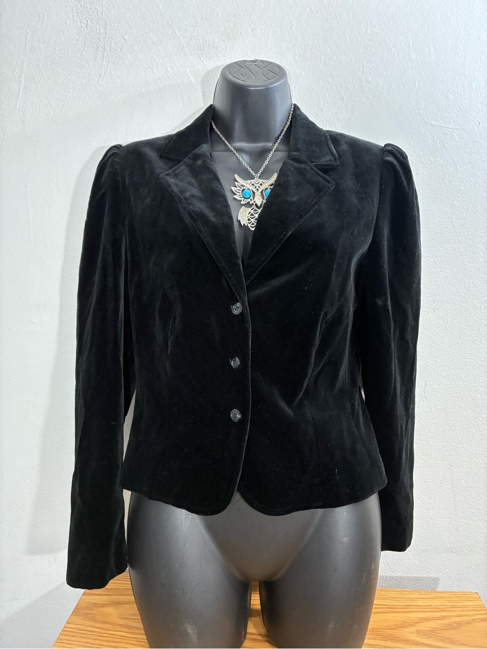 Black Velvet Tailored Women's Blazer Jacket